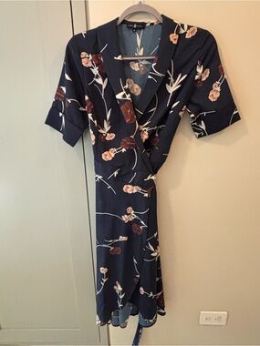 Floral Navy Wrap Dress - Women